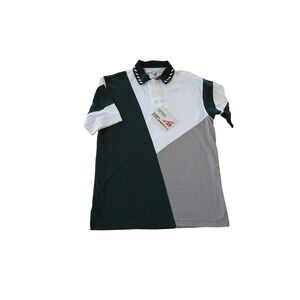 Pro Celebrity Mens Colorblock Polo Shirt Green White Gray Large NWT